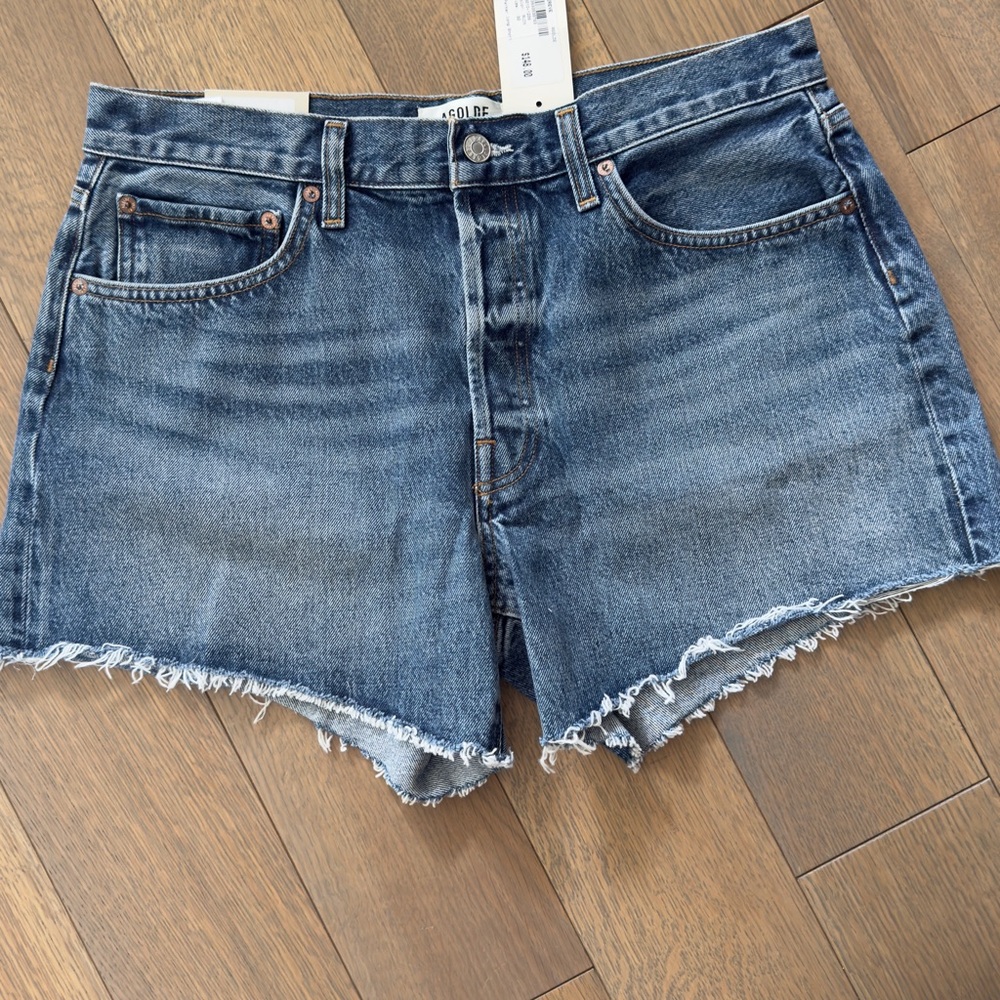 NWT AGOLDE Parker Denim Cutoff Women Long Shorts 30